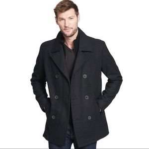 Kenneth Cole Reaction black wool pea coat